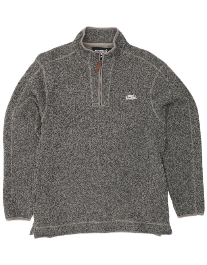 WEIRD FISH Herre Zip Neck Sweatshirt Jumper Medium Grå Polyester