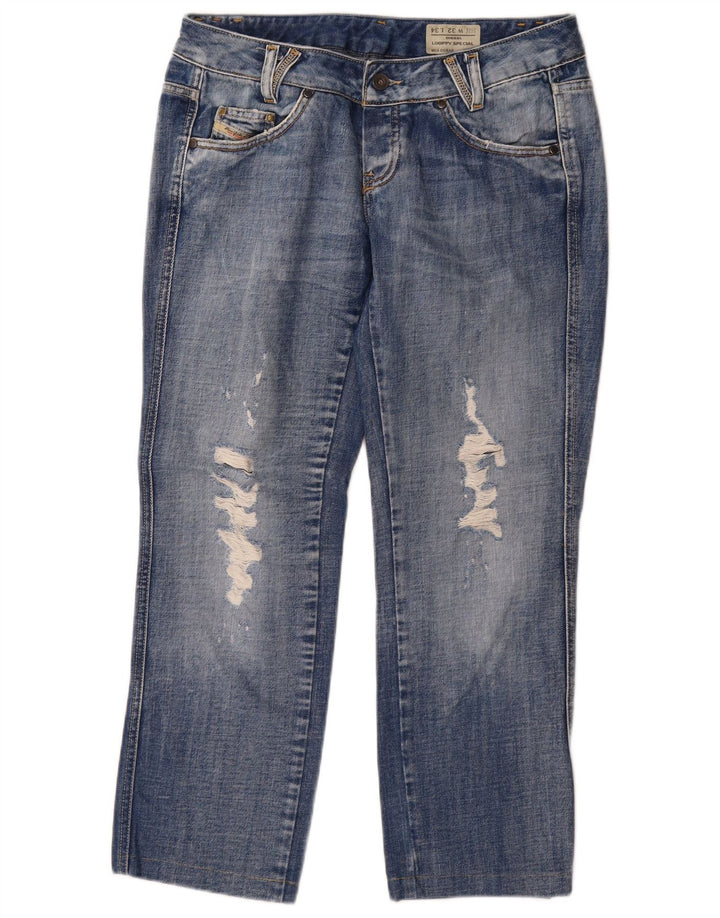 Diesel Dame Looppy Distressed Straight Jeans W32 L26 Blå Bomuld
