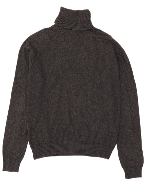 Zara Womens Crop Roll Neck Jumper Sweater UK 12 Medium Grey Cotton