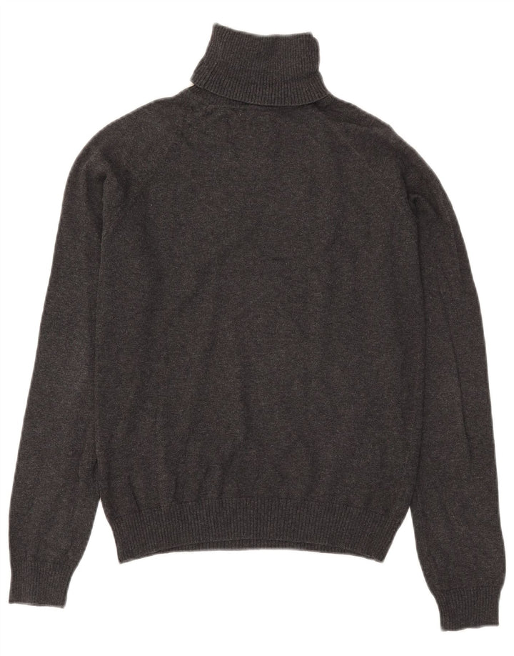 Zara Dame Crop Roll Neck Jumper Sweater UK 12 Medium Grey Bomuld