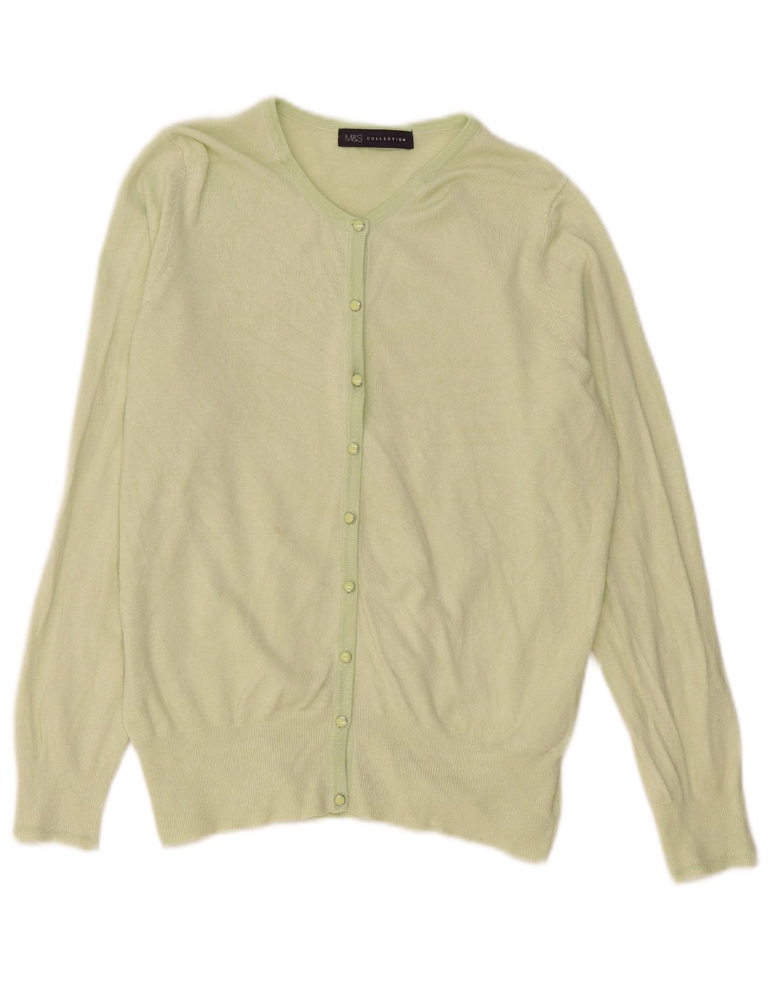 Marks & Spencer Dame Cardigan Sweater UK 12 Medium Green Viscose