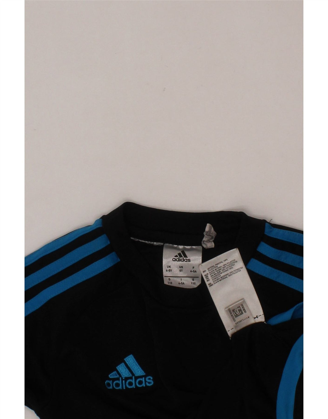 ADIDAS Boys Climalite T-Shirt Top 4-5 år Sort Colourblock Polyester