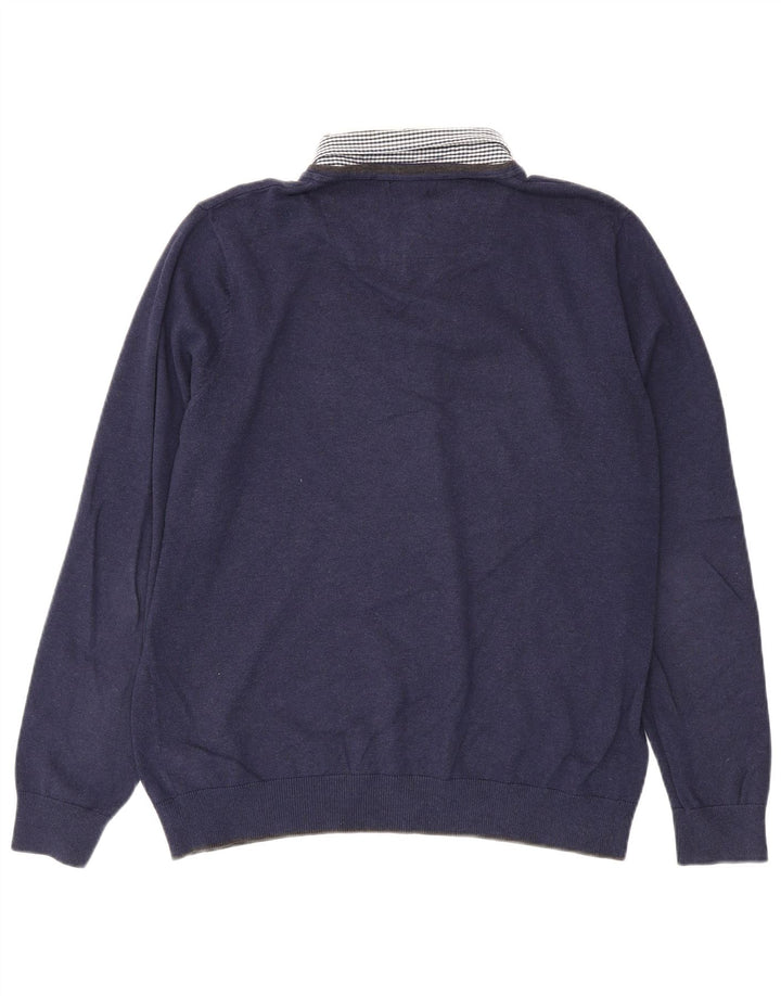 MARKS & SPENCER Herre V-hals sweater Stor marineblå ternet