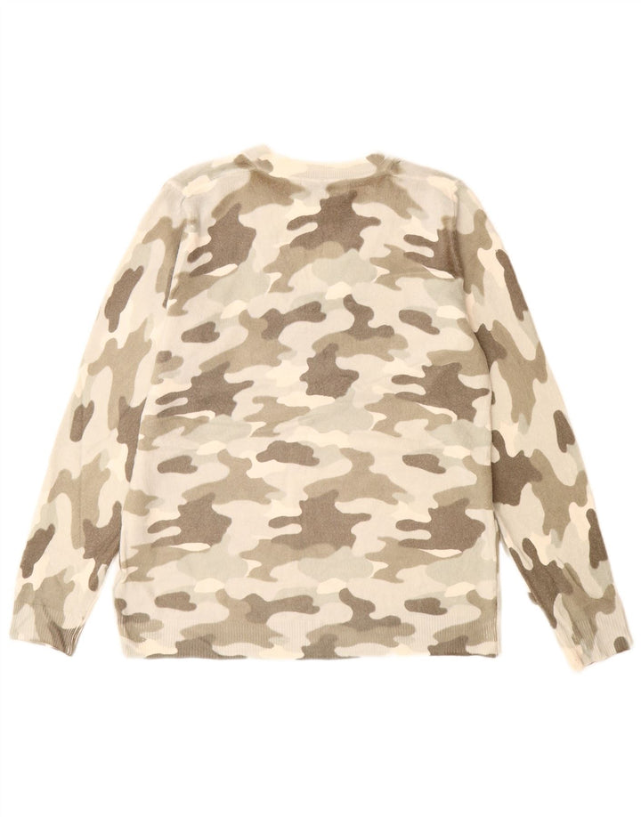 Marks & Spencer Dame V-hals sweater UK 14 Medium Beige Camouflage