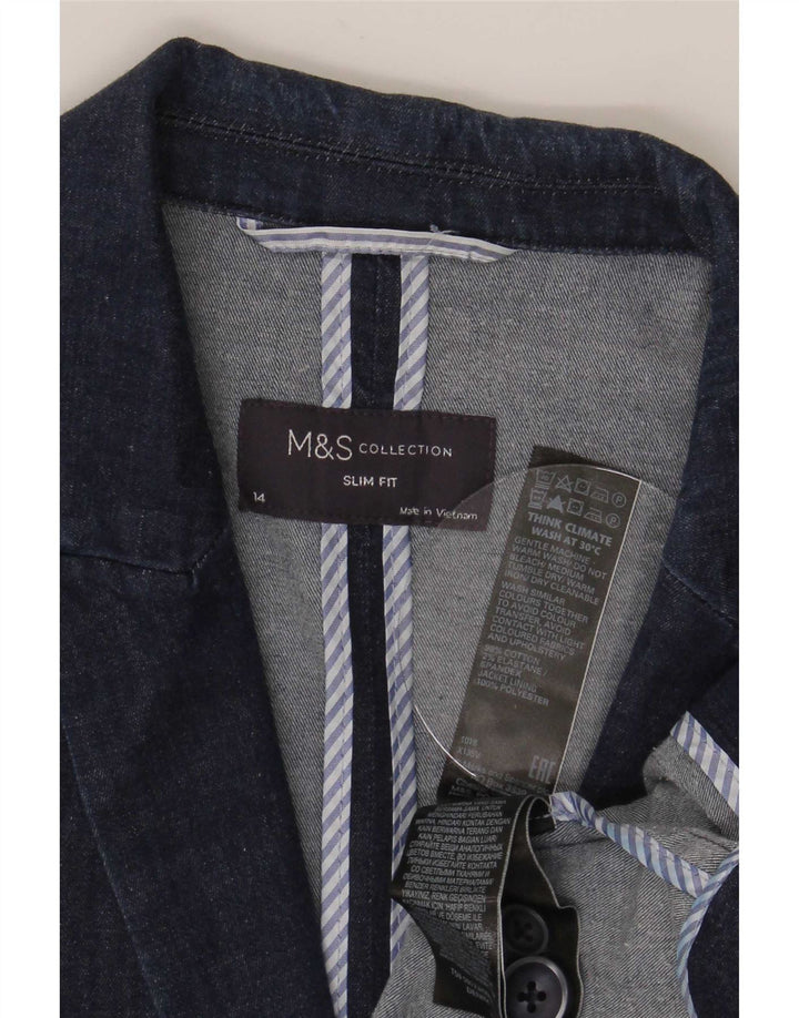 Marks & Spencer Dame 1-knaps blazerjakke UK 14 Medium Navy Blue