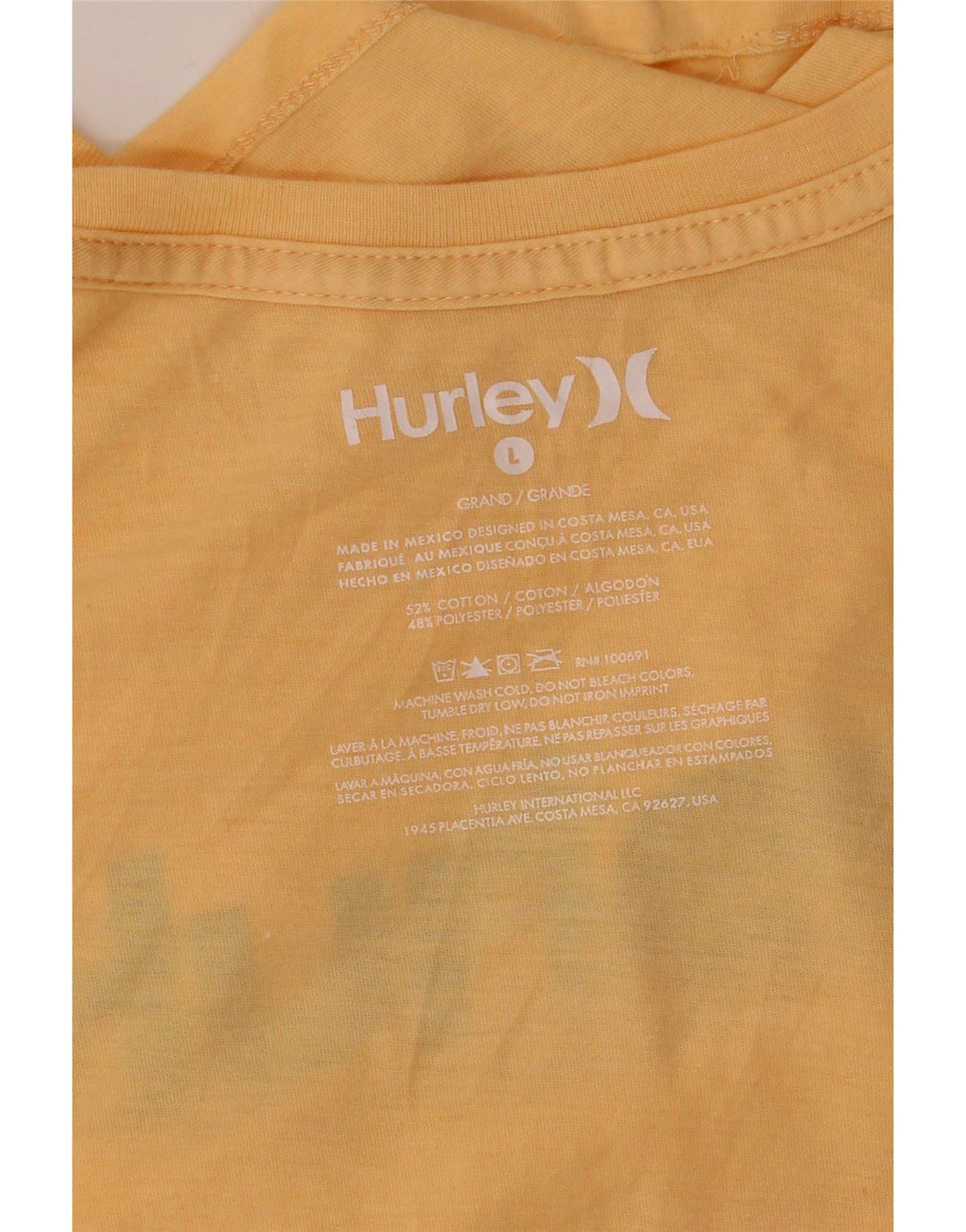 HURLEY Grafisk T-shirt top til mænd Stor gul bomuld