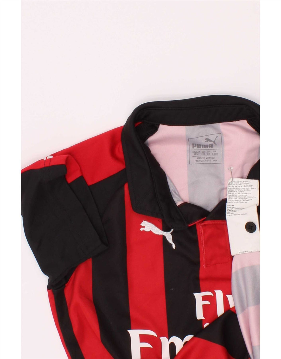 Puma Boys AC Milan grafisk polotrøje 9-10 år rødstribet polyester