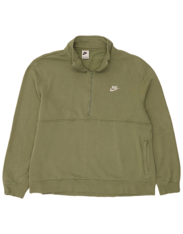 Nike Sweatshirt med lynlås til mænd XL grøn bomuld