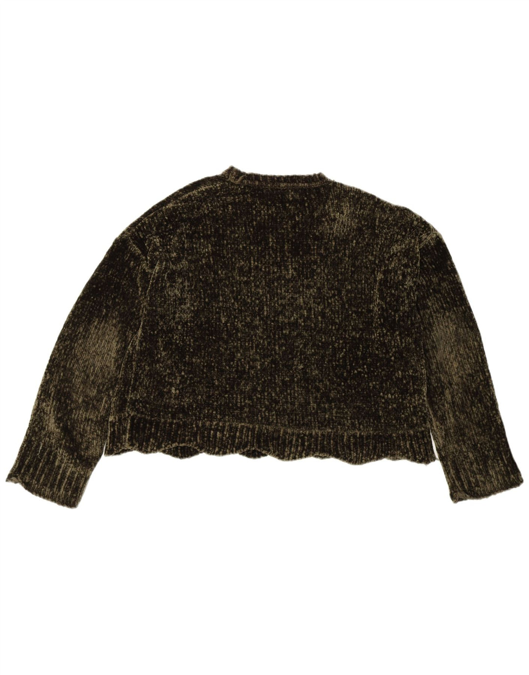 Zara Dame Oversized Boat Neck Jumper Sweater UK 10 Small Khaki Polyester