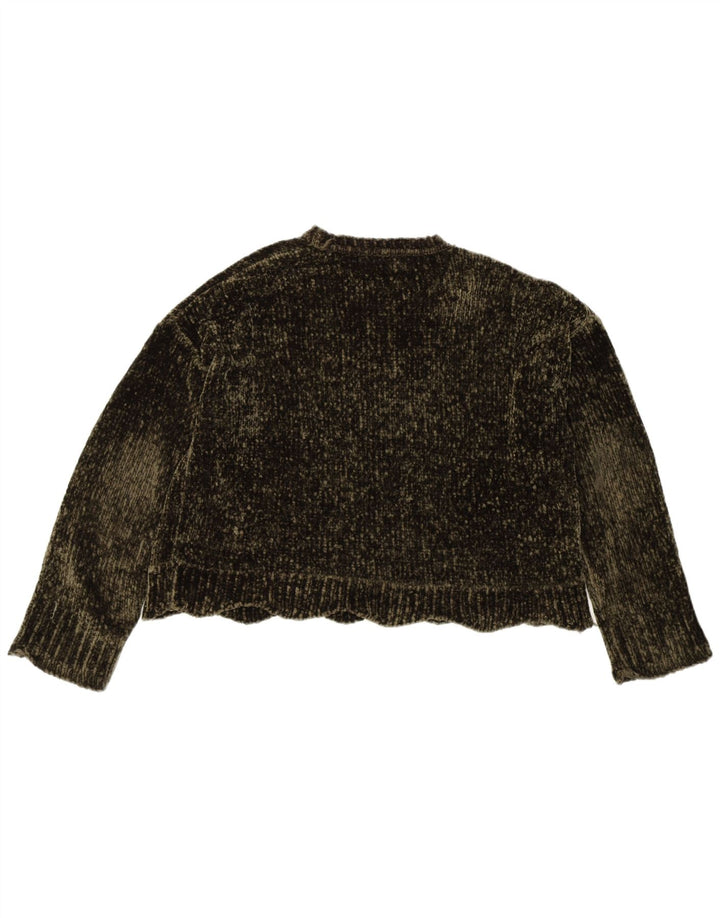 Zara Dame Oversized Boat Neck Jumper Sweater UK 10 Small Khaki Polyester