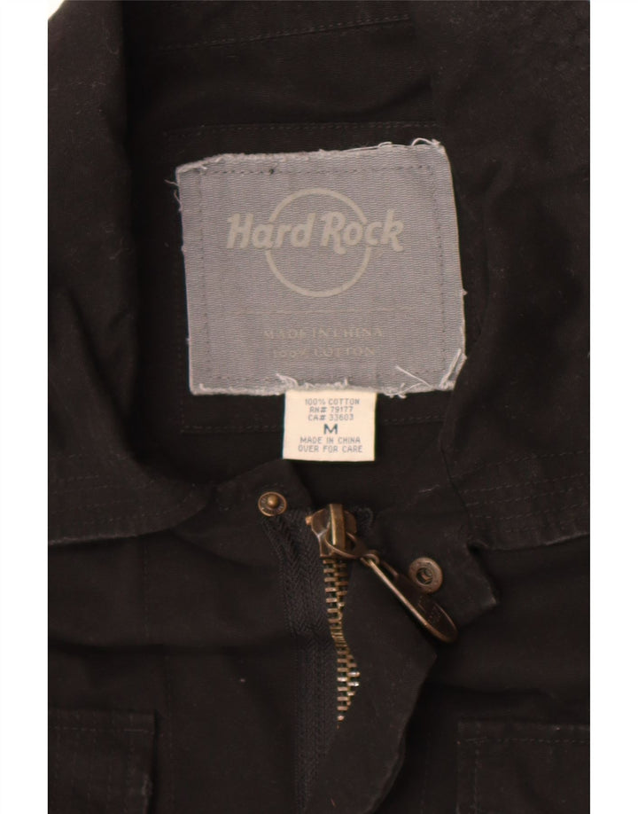 Hard Rock Cafe Herre Grafisk Militærjakke UK 38 Medium Sort Bomuld