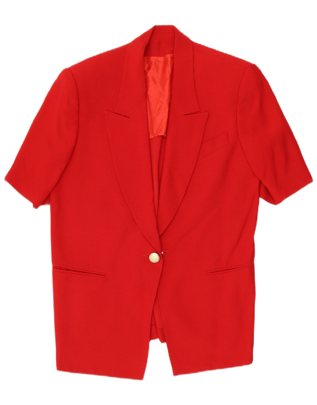 Vintage dame 1-knap kortærmet blazerjakke UK 14 Medium Rød