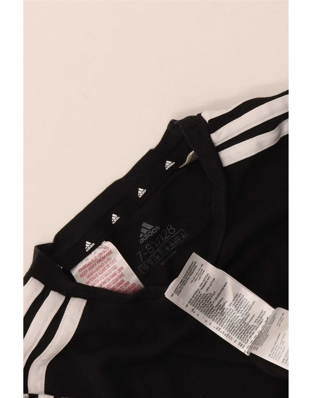 Adidas Boys T-Shirt Top 7-8 år Sort Bomuld
