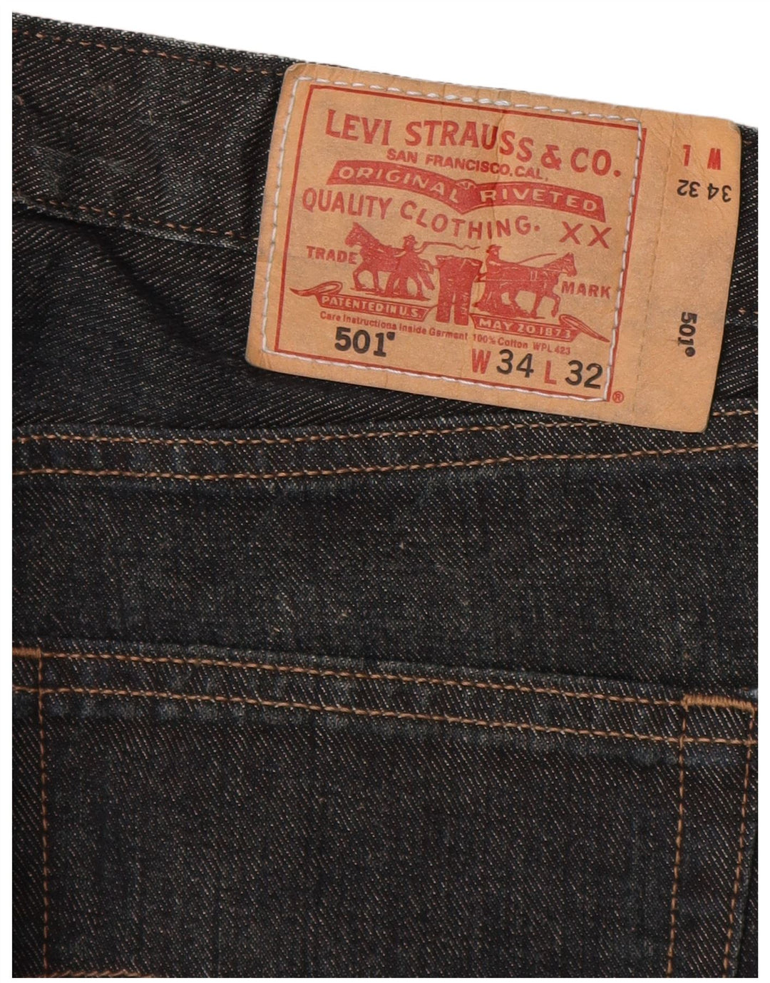 LEVI'S Herre 501 Straight Jeans W34 L30 Marineblå Bomuld