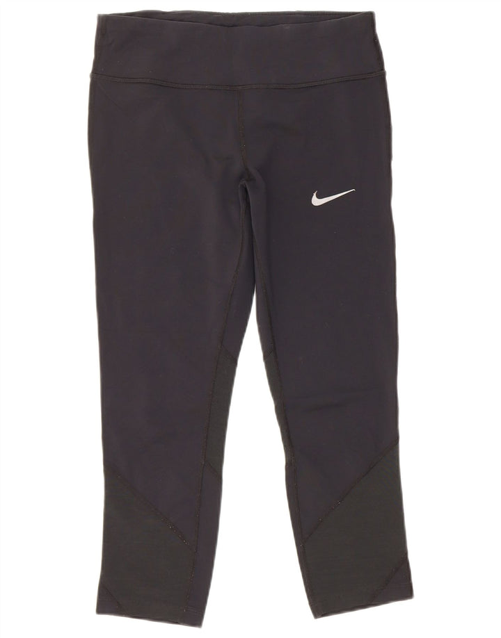 Nike Dame Dri Fit Capri Leggings UK 12 Medium Sort Nylon
