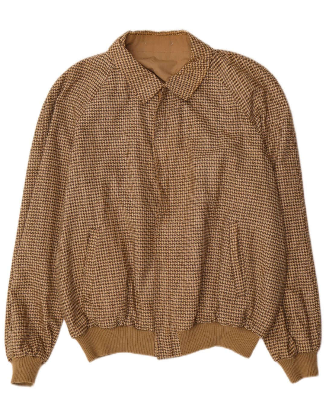 Vintage Vendbar Bomberjakke til mænd IT 58 4XL Brun Houndstooth