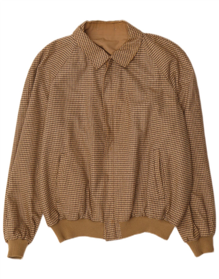 Vintage Vendbar Bomberjakke til mænd IT 58 4XL Brun Houndstooth