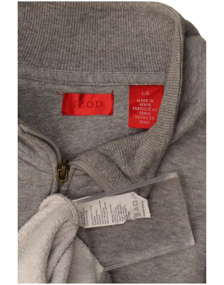 Izod Sweatshirt med lynlås til mænd, stor grå flækket bomuld