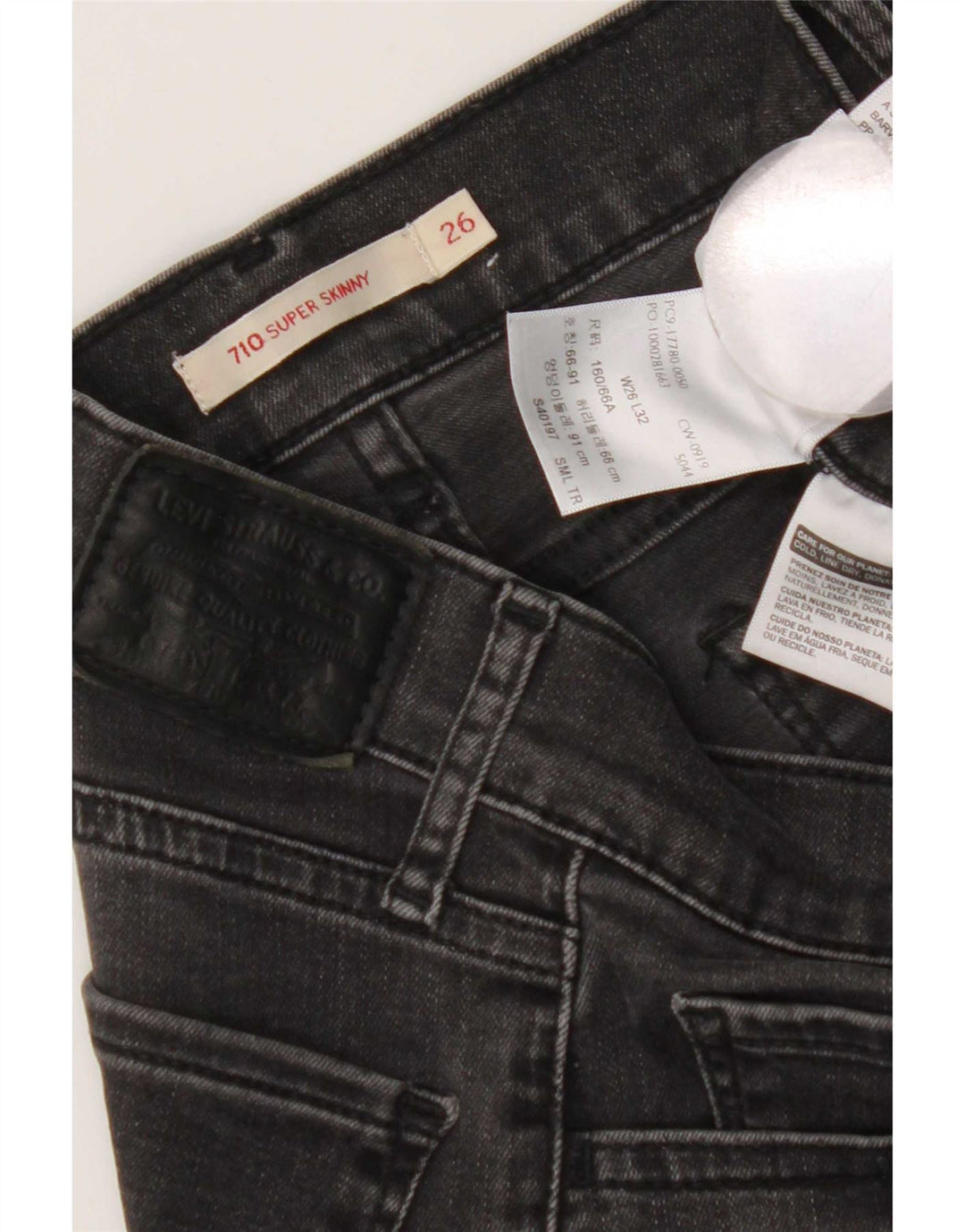 Levi's Dame 710 Super Skinny Jeans W26 L32 Grå Bomuld