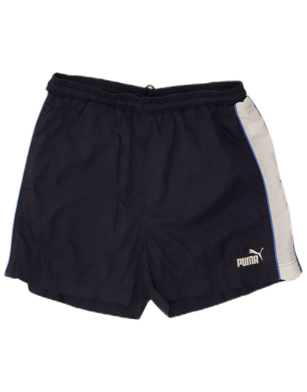 Puma Herre grafiske sportsshorts Medium Marineblå Colourblock Nylon Sports
