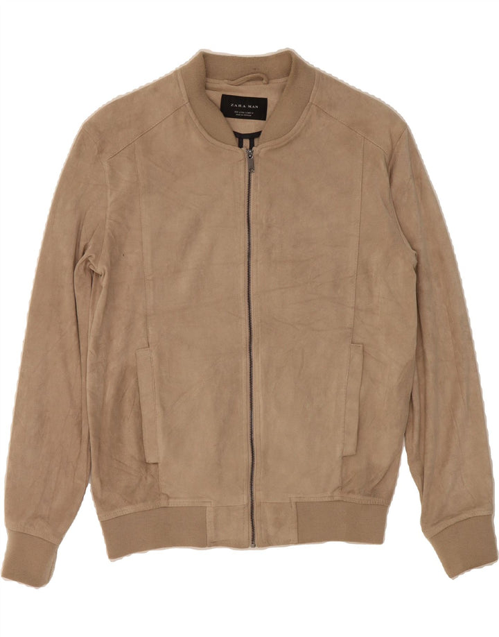 ZARA Mens Cardigan Sweater Small Beige Polyester Vintage Zara and Second-Hand Zara from Messina Hembry 