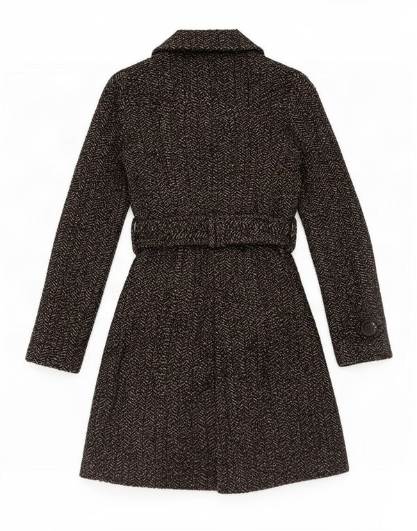 Zara Dame Dobbeltradet Frakke UK 10 Small Grey Herringbone