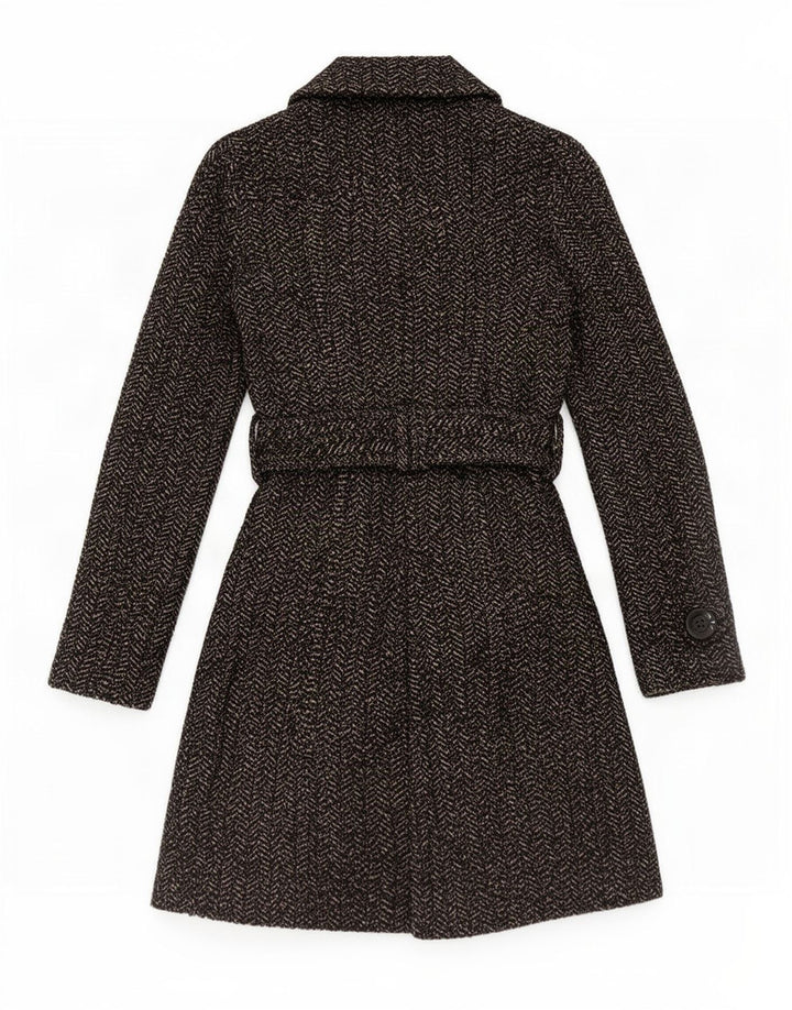 Zara Dame Dobbeltradet Frakke UK 10 Small Grey Herringbone