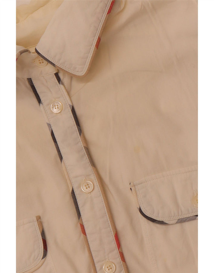 BURBERRY Militærskjorte uden ærmer til kvinder UK 14 Stor råhvid bomuld