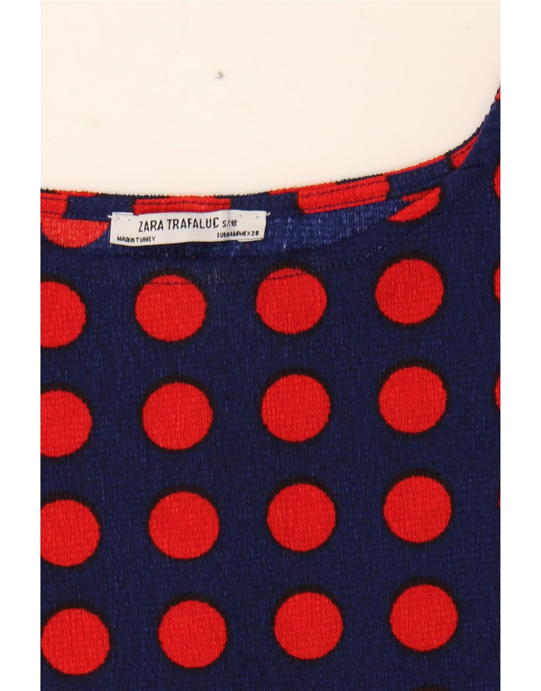 ZARA Womens Long Sleeve Basic Dress UK 10 Small Navy Blue Polka Dot Retro Vintage Zara and Second-Hand Zara from Messina Hembry 