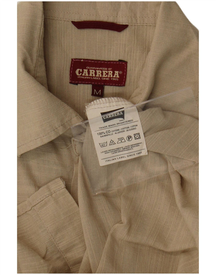 CARRERA Kortærmet Herreskjorte Medium Beige Nålestribet Bomuld