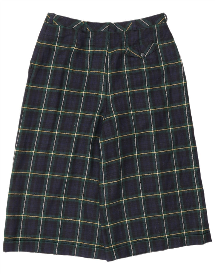 Vintage kvinders højtaljede bermudashorts EU 42 Large W30 Navy Blue Check