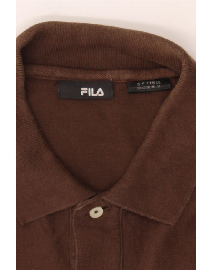 FILA Mens Loose Fit Polo Shirt Medium Brown Cotton Vintage Fila and Second-Hand Fila from Messina Hembry 