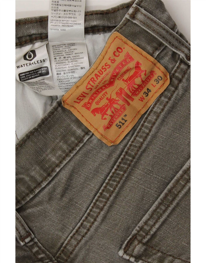 Levi's Herre 511 Slim Jeans W34 L30 Brun Bomuld