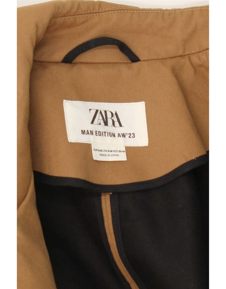 Zara Herre Overfrakke UK 38 Medium Beige Polyester