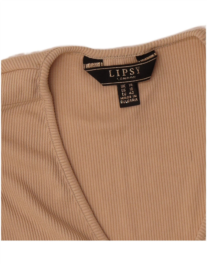 Lipsy Dame Top Langærmet UK 14 Medium Beige Polyester