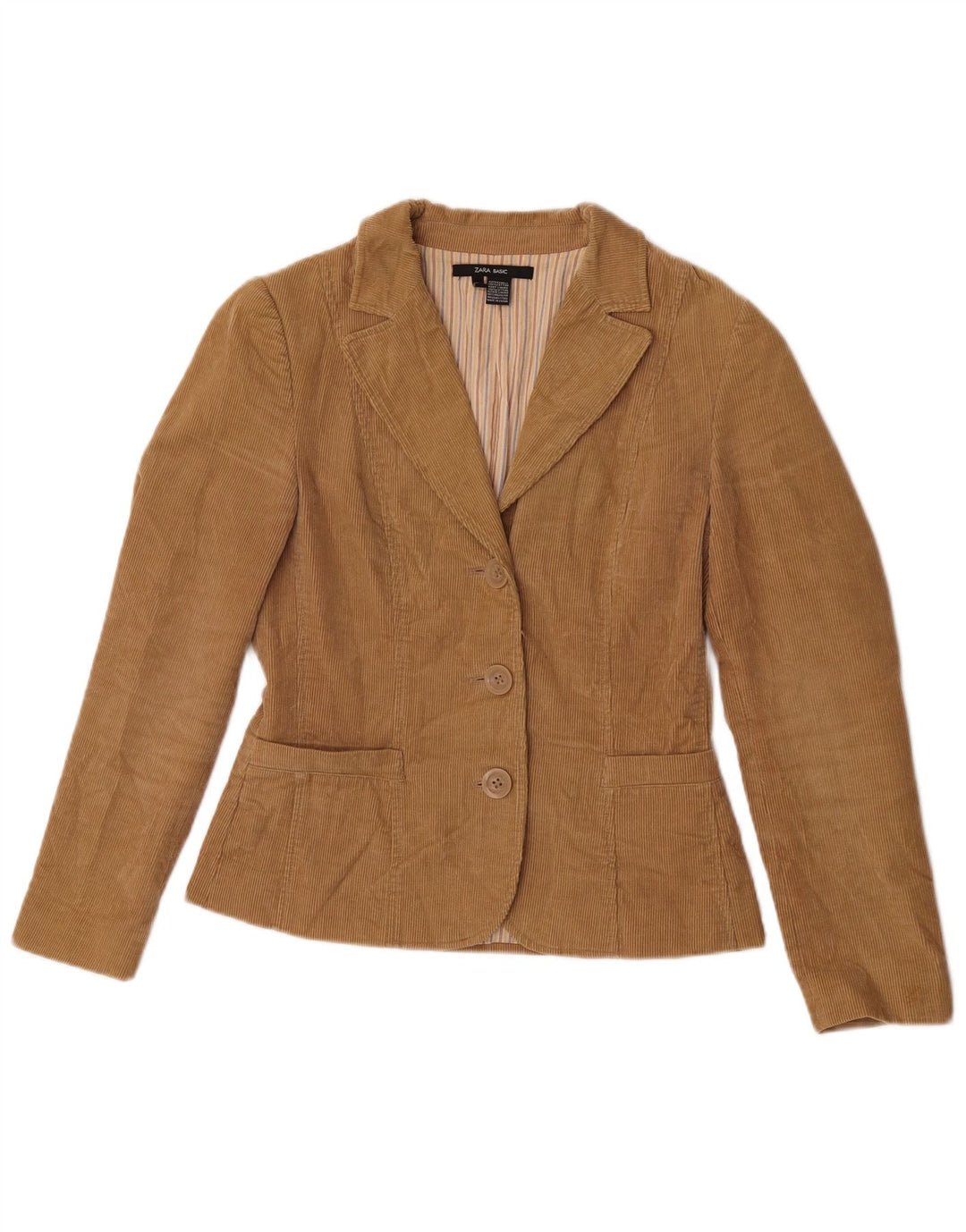 Zara Dame 3-knaps fløjlsbukser Blazerjakke UK 12 Medium Brun Bomuld