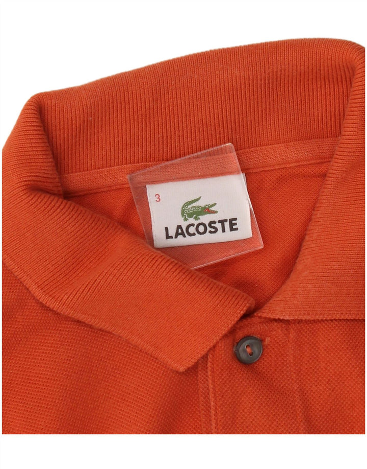 LACOSTE Mens Polo Shirt Size 3 Small Orange Cotton