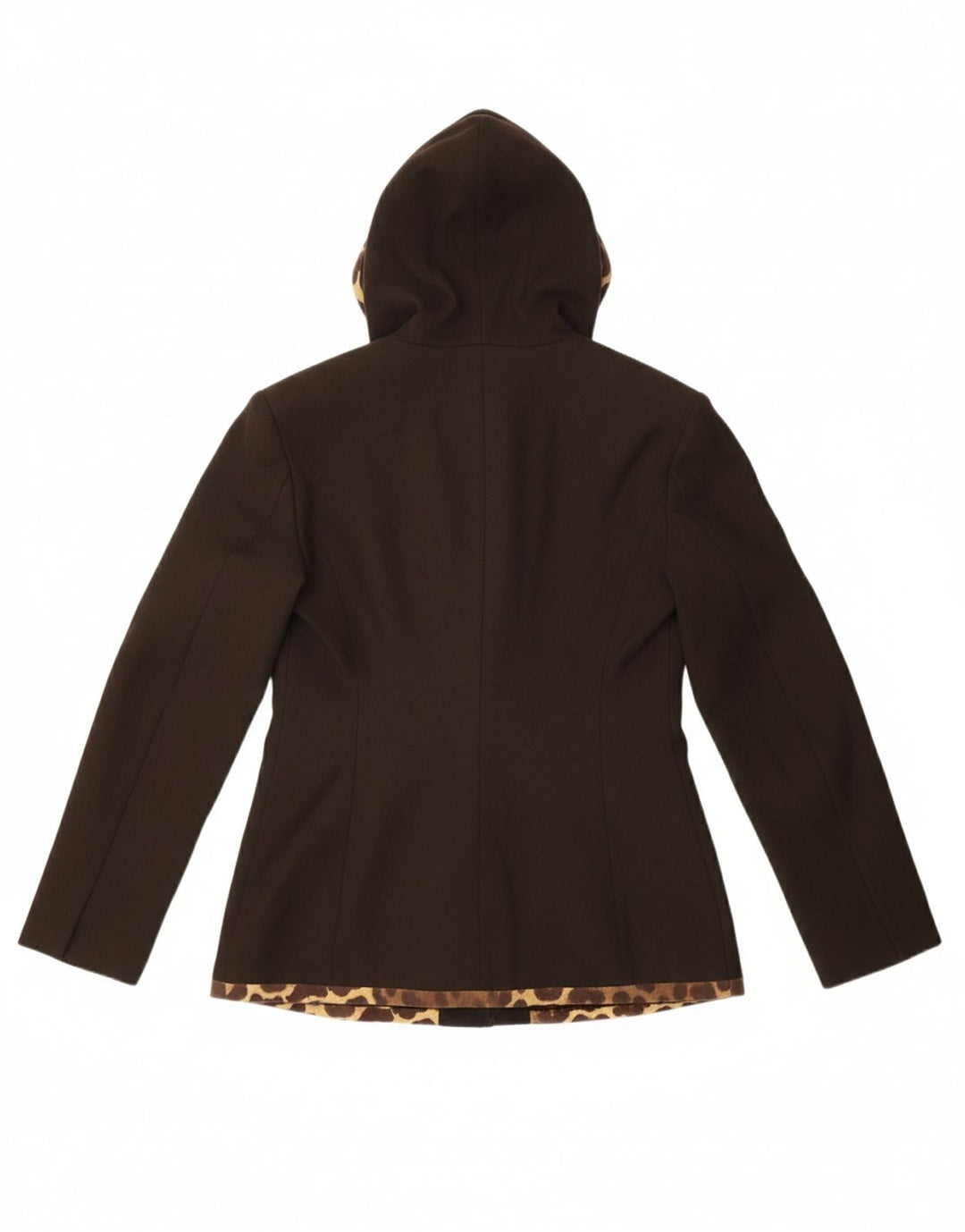 GATTINONI Womens Hooded Blazer Jacket IT 42 Medium Brown Animal Print