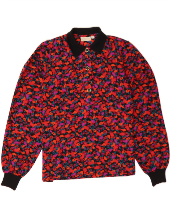 VINTAGE Womens Abstract Pattern Polo Shirt IT 44 Medium Multicoloured Vintage Vintage and Second-Hand Vintage from Messina Hembry 
