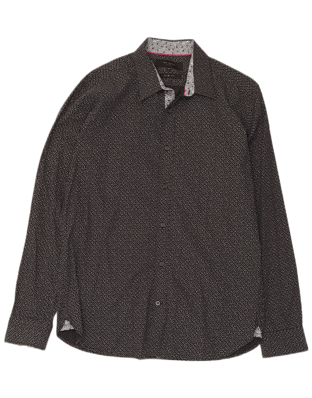 Ted Baker Herre abstrakt mønster Slim Fit skjorte størrelse 15 1/2 Medium Sort