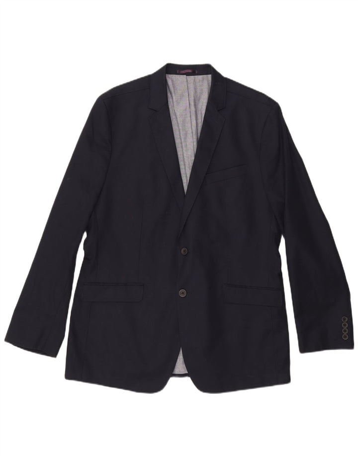 Ben Sherman Herre 2 Button Blazer Jacket UK 44 2XL Navy Blue Bomuld