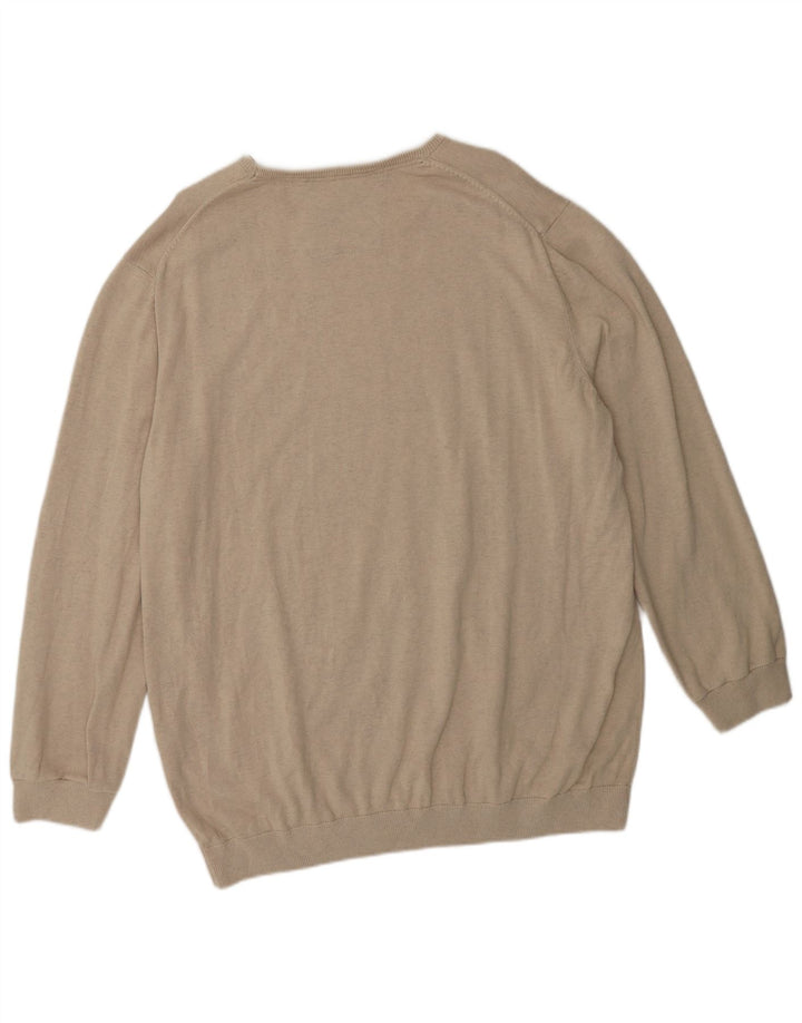 S.OLIVER Mens Crew Neck Jumper Sweater 2XL Beige Cotton