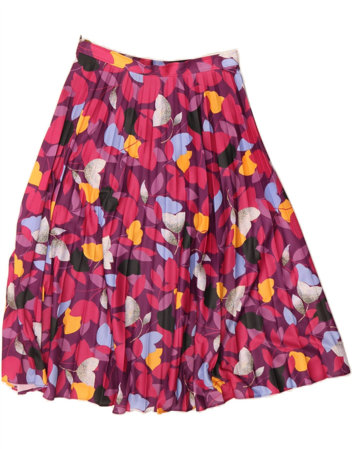 VINTAGE Womens Pleated Skirt IT 40 Small W26  Pink Floral Polyester Vintage Vintage and Second-Hand Vintage from Messina Hembry 