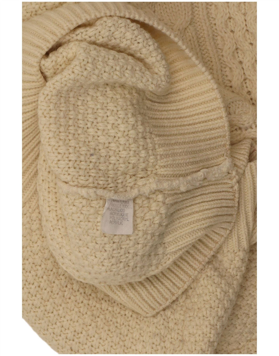 VINTAGE Dame Rullehals Sweater UK 18 XL Off White Uld