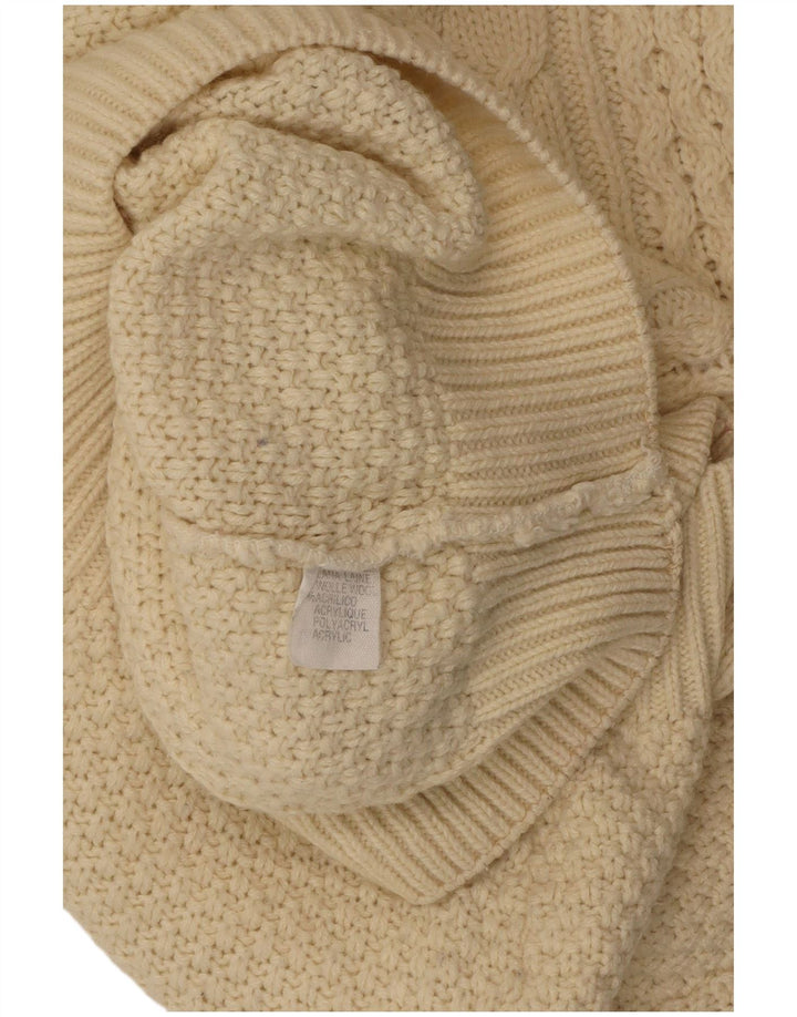 VINTAGE Dame Rullehals Sweater UK 18 XL Off White Uld