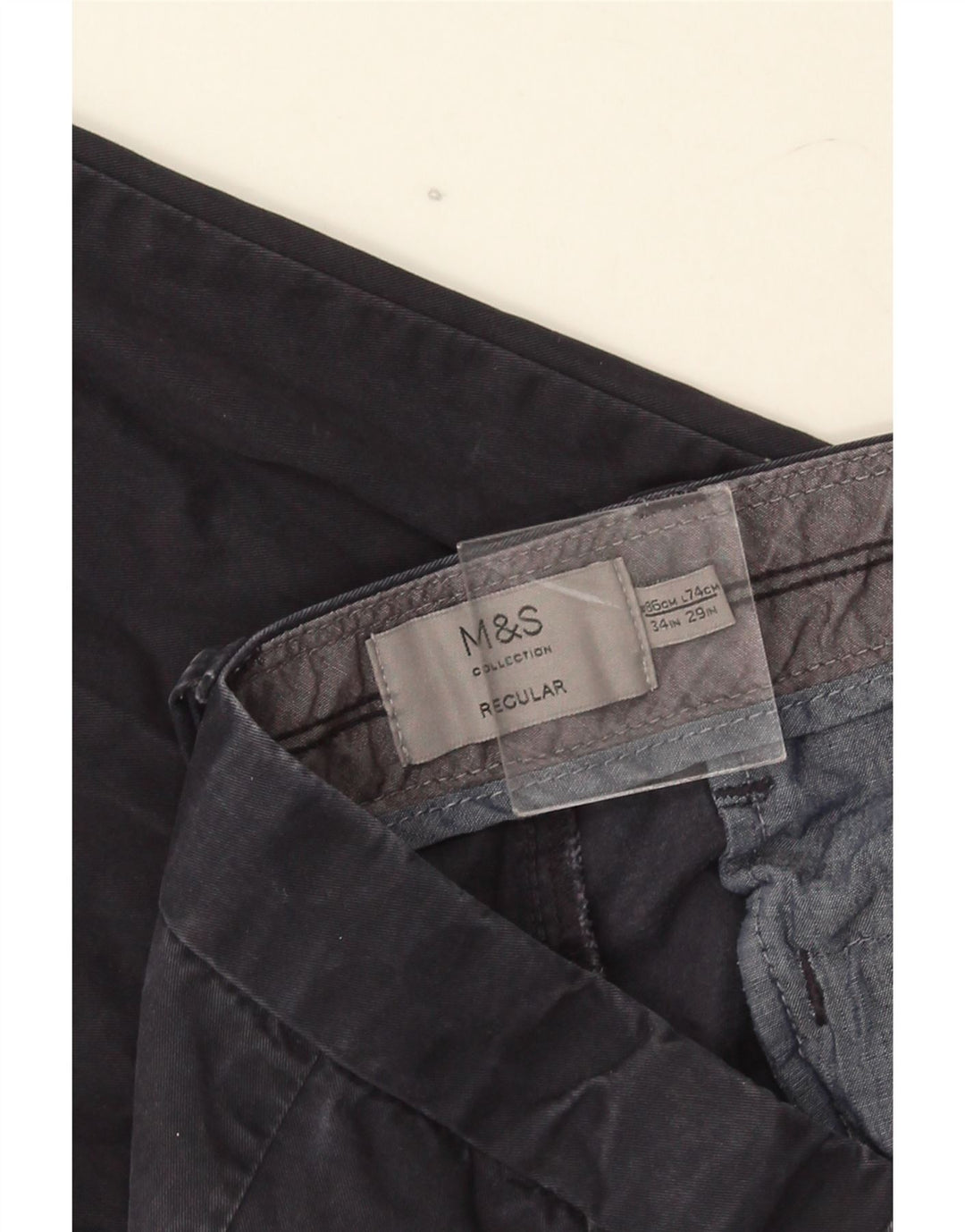 Marks & Spencer Herre Regular Chino Bukser W34 L29 Marineblå Bomuld