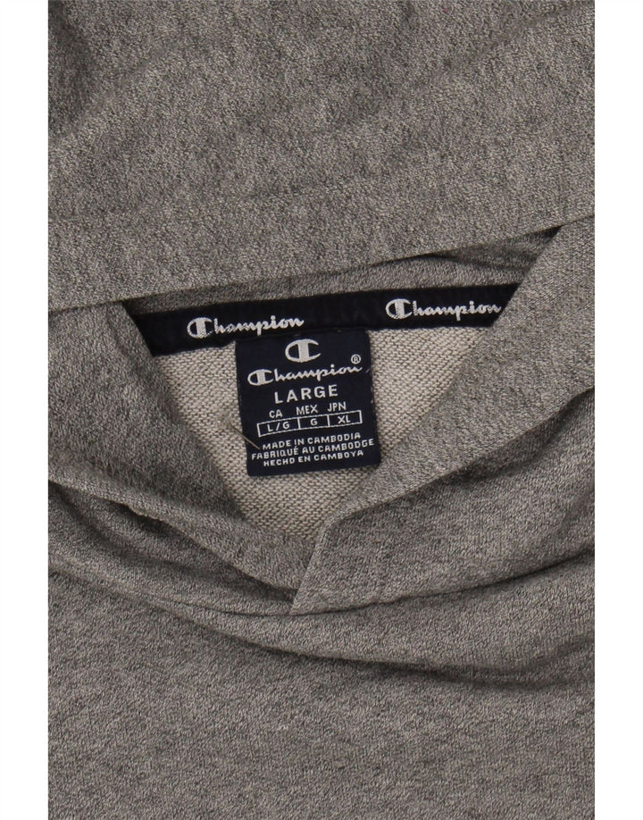 CHAMPION Mens Graphic Hoodie Jumper Large Grey Cotton Vintage Champion and Second-Hand Champion from Messina Hembry 