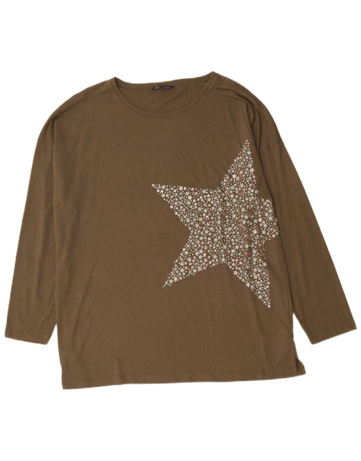 Marks & Spencer Dame Oversized grafisk top Langærmet UK 18 XL Khaki