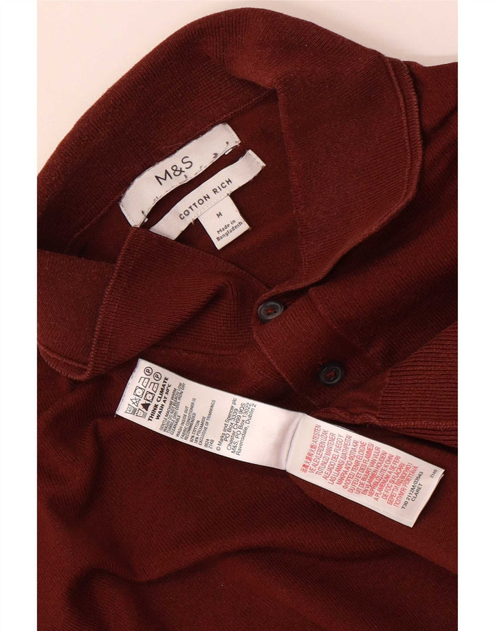 Marks & Spencer Herre Polo Neck sweater Medium Brun Bomuld