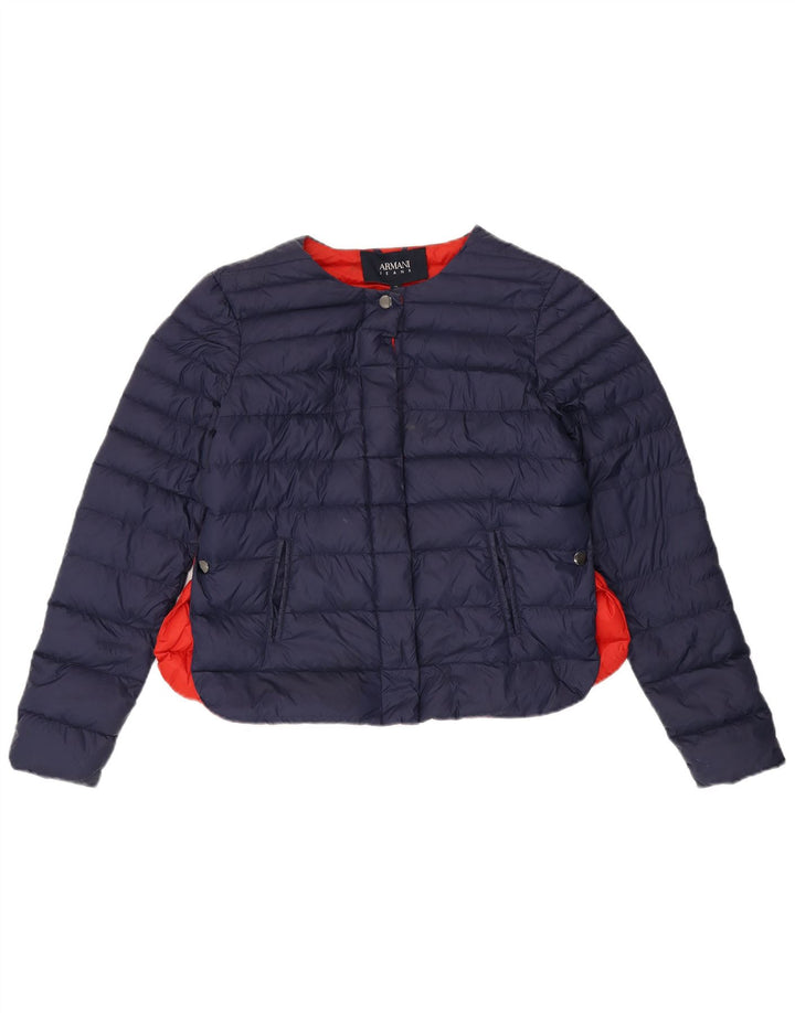 Armani Jeans Dame Polstret Jakke IT 44 Medium Navy Blue Colourblock